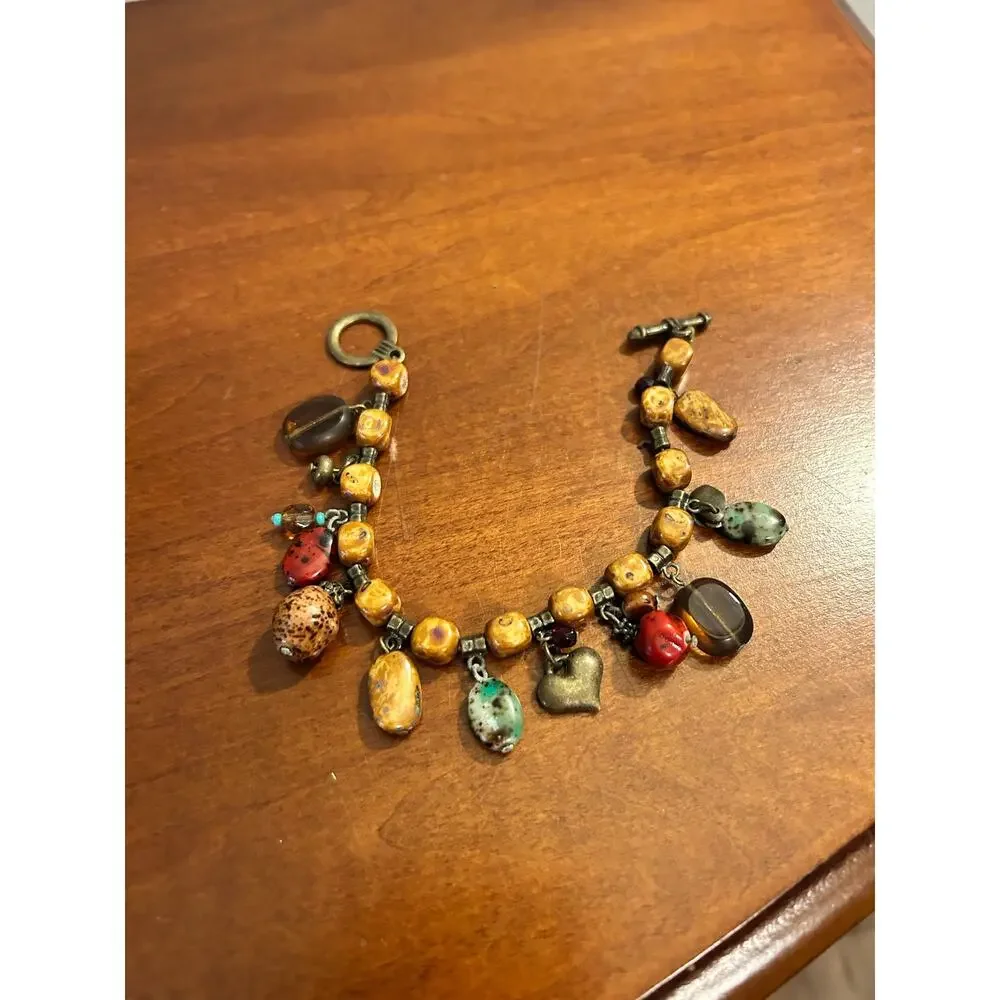 Vintage Multi Stone Cha-Cha Charm Bracelet - 7